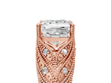 Rose gold Princess Cut Cut Milgrain Pave Diamond Engagement Ring with Four-Prong Setting_20