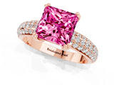 Rose gold Princess Cut Cut Pave Diamond Engagement Ring with Channel Set Band and Four-Prong Setting_1