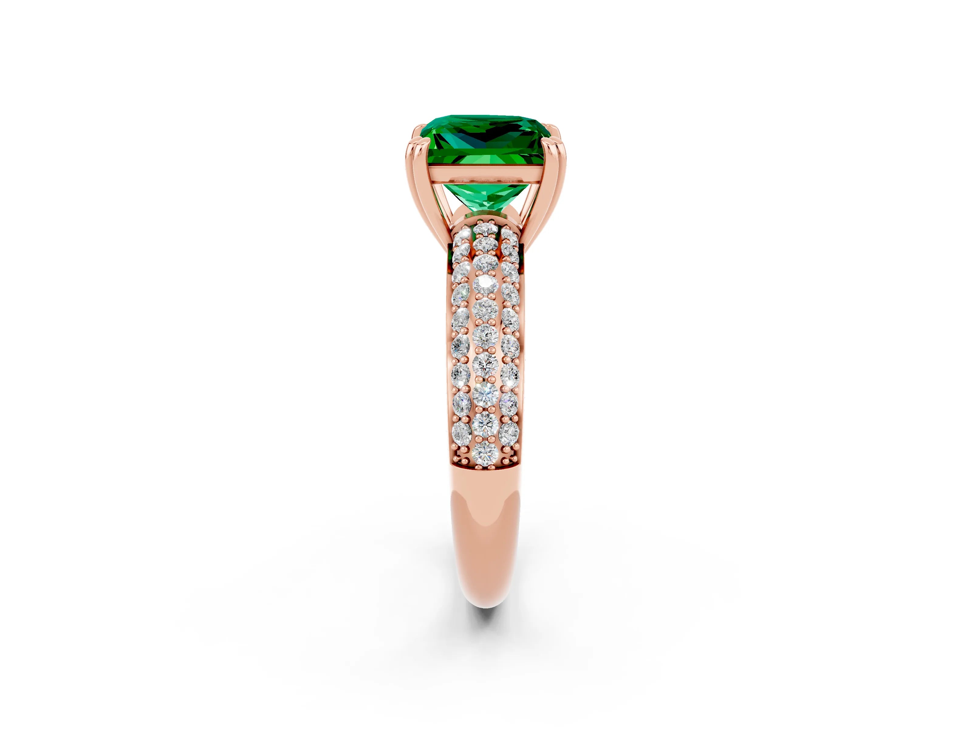 Rose gold Princess Cut Cut Pave Diamond Engagement Ring with Channel Set Band and Four-Prong Setting_2