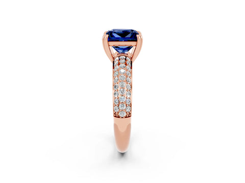 Rose gold Princess Cut Cut Pave Diamond Engagement Ring with Channel Set Band and Four-Prong Setting_2