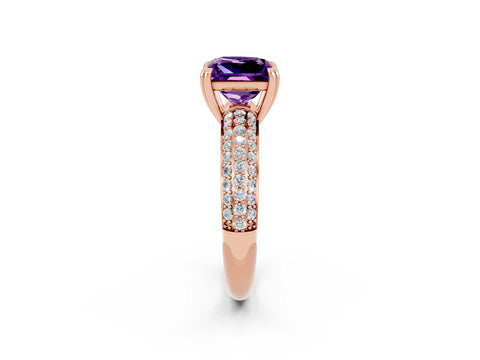 Rose gold Princess Cut Cut Pave Diamond Engagement Ring with Channel Set Band and Four-Prong Setting_2