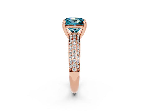 Rose gold Princess Cut Cut Pave Diamond Engagement Ring with Channel Set Band and Four-Prong Setting_2