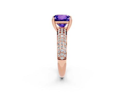 Rose gold Princess Cut Cut Pave Diamond Engagement Ring with Channel Set Band and Four-Prong Setting_2