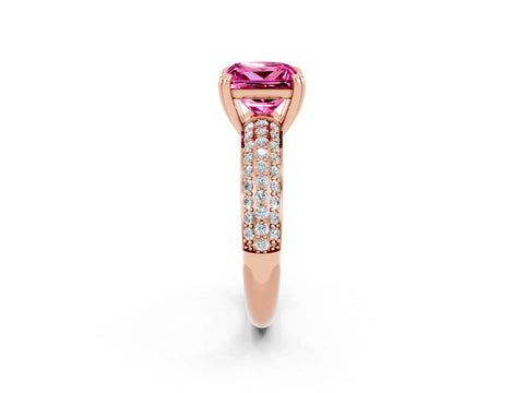 Rose gold Princess Cut Cut Pave Diamond Engagement Ring with Channel Set Band and Four-Prong Setting_2