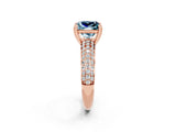 Rose gold Princess Cut Cut Pave Diamond Engagement Ring with Channel Set Band and Four-Prong Setting_2