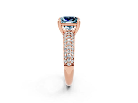 Rose gold Princess Cut Cut Pave Diamond Engagement Ring with Channel Set Band and Four-Prong Setting_2