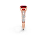 Rose gold Princess Cut Cut Pave Diamond Engagement Ring with Channel Set Band and Four-Prong Setting_2