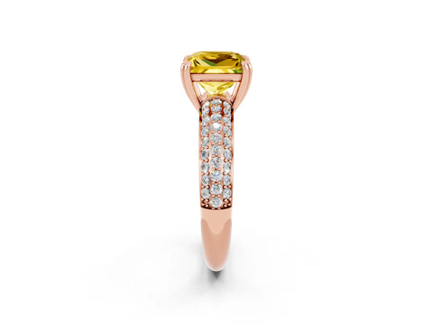 Rose gold Princess Cut Cut Pave Diamond Engagement Ring with Channel Set Band and Four-Prong Setting_2