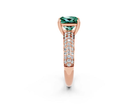 Rose gold Princess Cut Cut Pave Diamond Engagement Ring with Channel Set Band and Four-Prong Setting_2