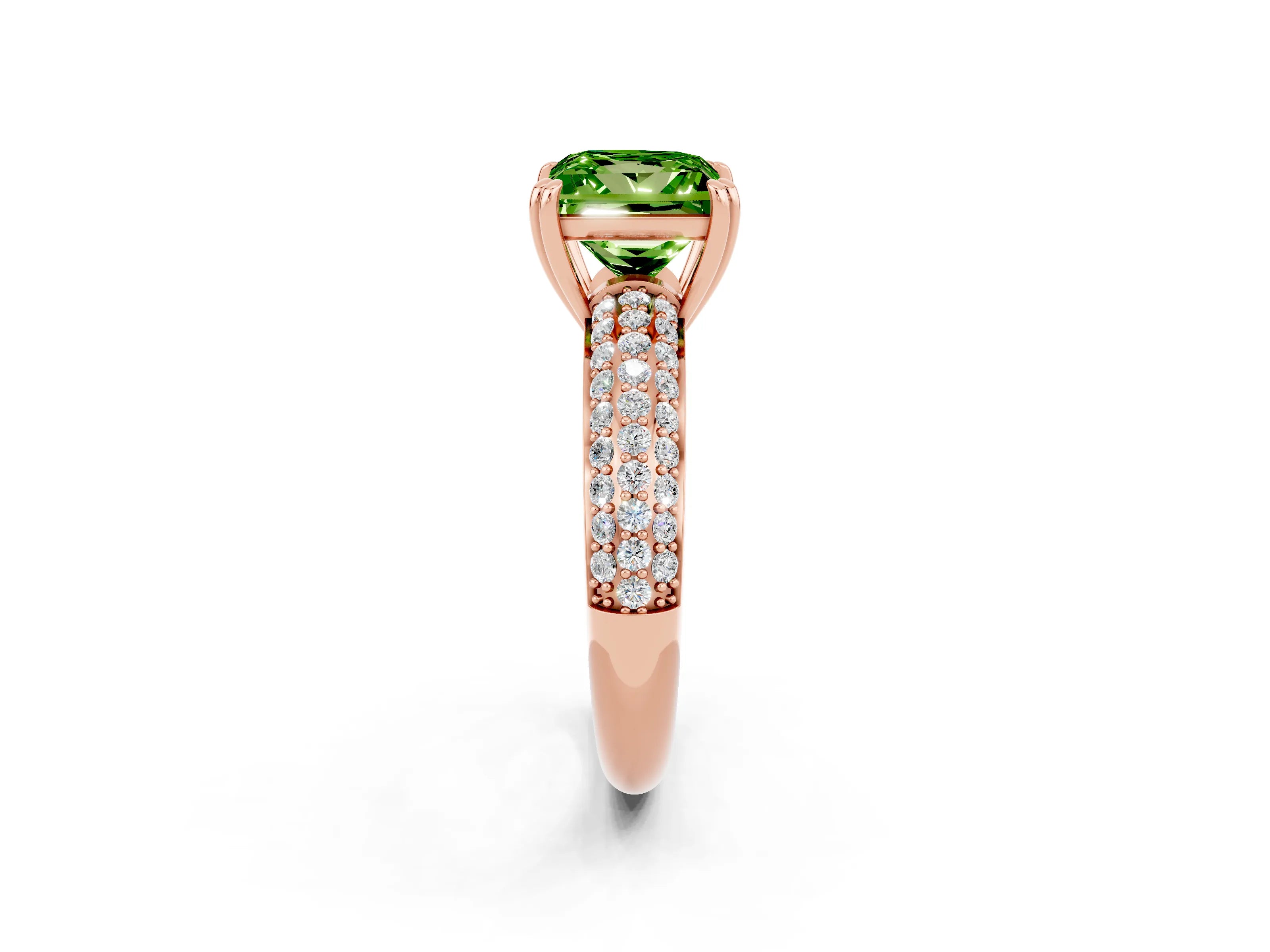 Rose gold Princess Cut Cut Pave Diamond Engagement Ring with Channel Set Band and Four-Prong Setting_2