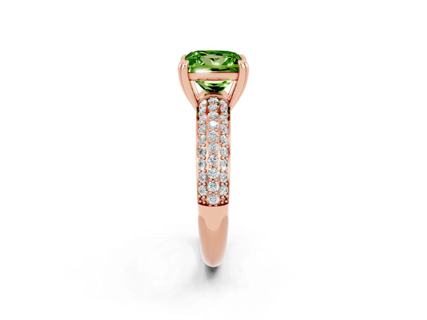 Rose gold Princess Cut Cut Pave Diamond Engagement Ring with Channel Set Band and Four-Prong Setting