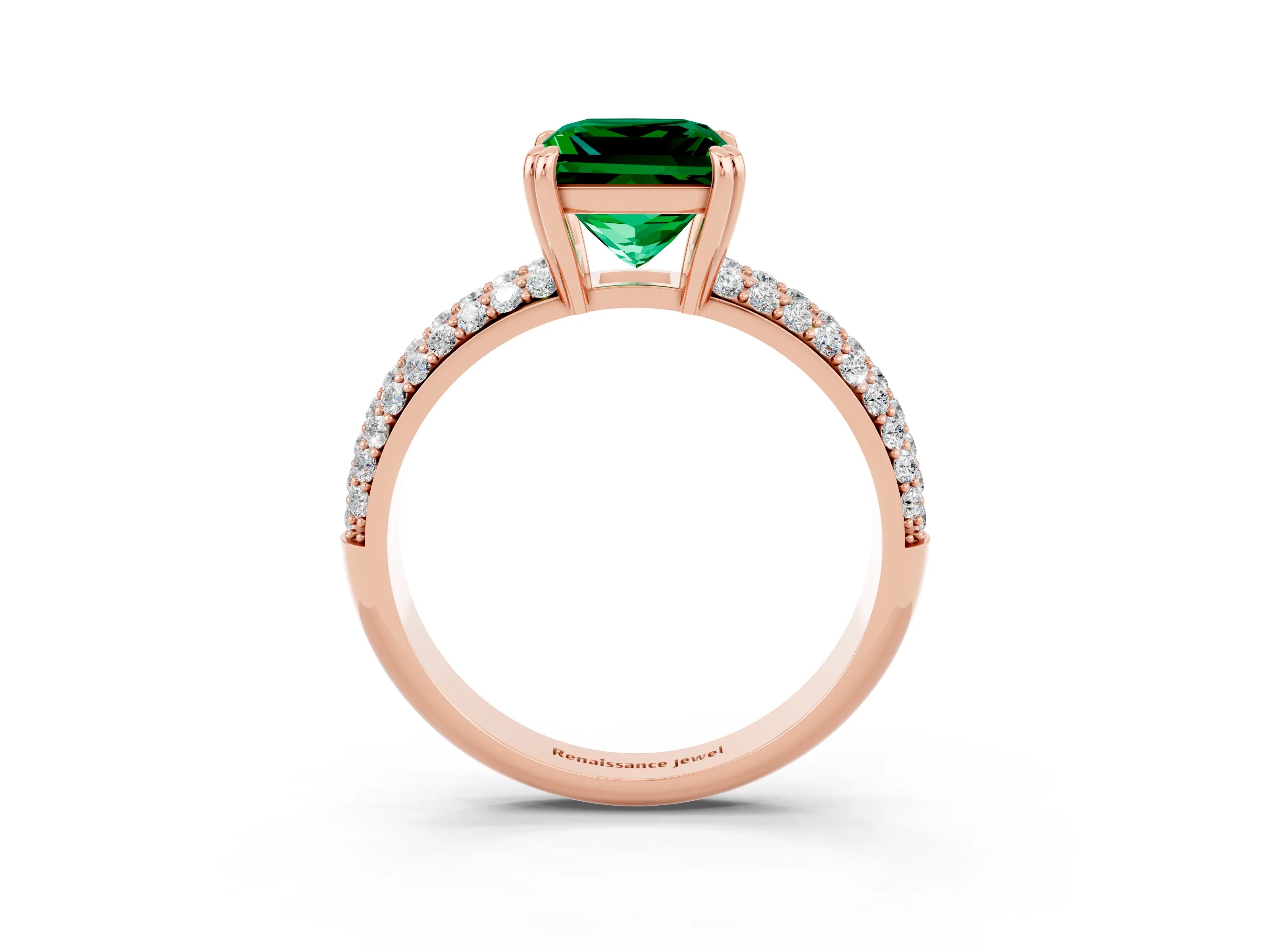 Rose gold Princess Cut Cut Pave Diamond Engagement Ring with Channel Set Band and Four-Prong Setting_3