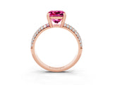 Rose gold Princess Cut Cut Pave Diamond Engagement Ring with Channel Set Band and Four-Prong Setting_3
