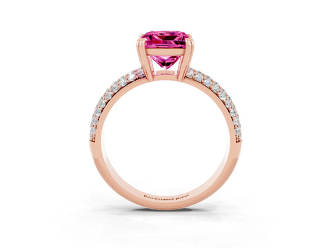 Rose gold Princess Cut Cut Pave Diamond Engagement Ring with Channel Set Band and Four-Prong Setting_3