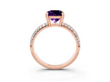 Rose gold Princess Cut Cut Pave Diamond Engagement Ring with Channel Set Band and Four-Prong Setting_3