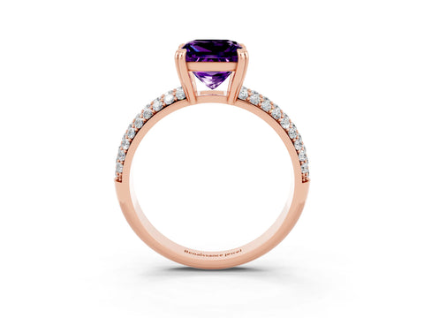 Rose gold Princess Cut Cut Pave Diamond Engagement Ring with Channel Set Band and Four-Prong Setting_3