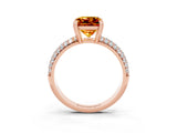 Rose gold Princess Cut Cut Pave Diamond Engagement Ring with Channel Set Band and Four-Prong Setting_3