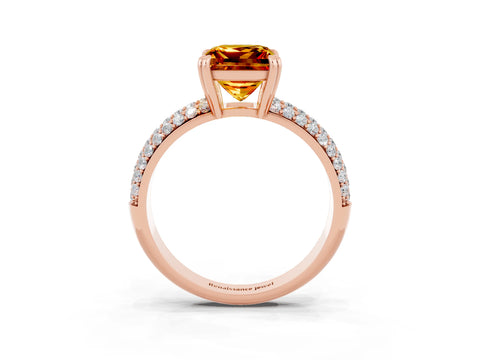 Rose gold Princess Cut Cut Pave Diamond Engagement Ring with Channel Set Band and Four-Prong Setting_3