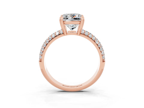 Rose gold Princess Cut Cut Pave Diamond Engagement Ring with Channel Set Band and Four-Prong Setting_3