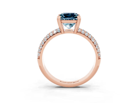 Rose gold Princess Cut Cut Pave Diamond Engagement Ring with Channel Set Band and Four-Prong Setting_3