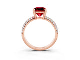 Rose gold Princess Cut Cut Pave Diamond Engagement Ring with Channel Set Band and Four-Prong Setting_3