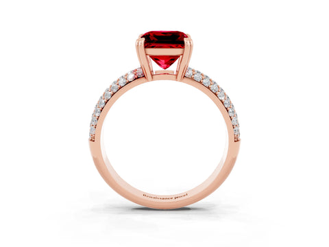 Rose gold Princess Cut Cut Pave Diamond Engagement Ring with Channel Set Band and Four-Prong Setting_3