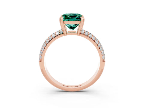 Rose gold Princess Cut Cut Pave Diamond Engagement Ring with Channel Set Band and Four-Prong Setting_3