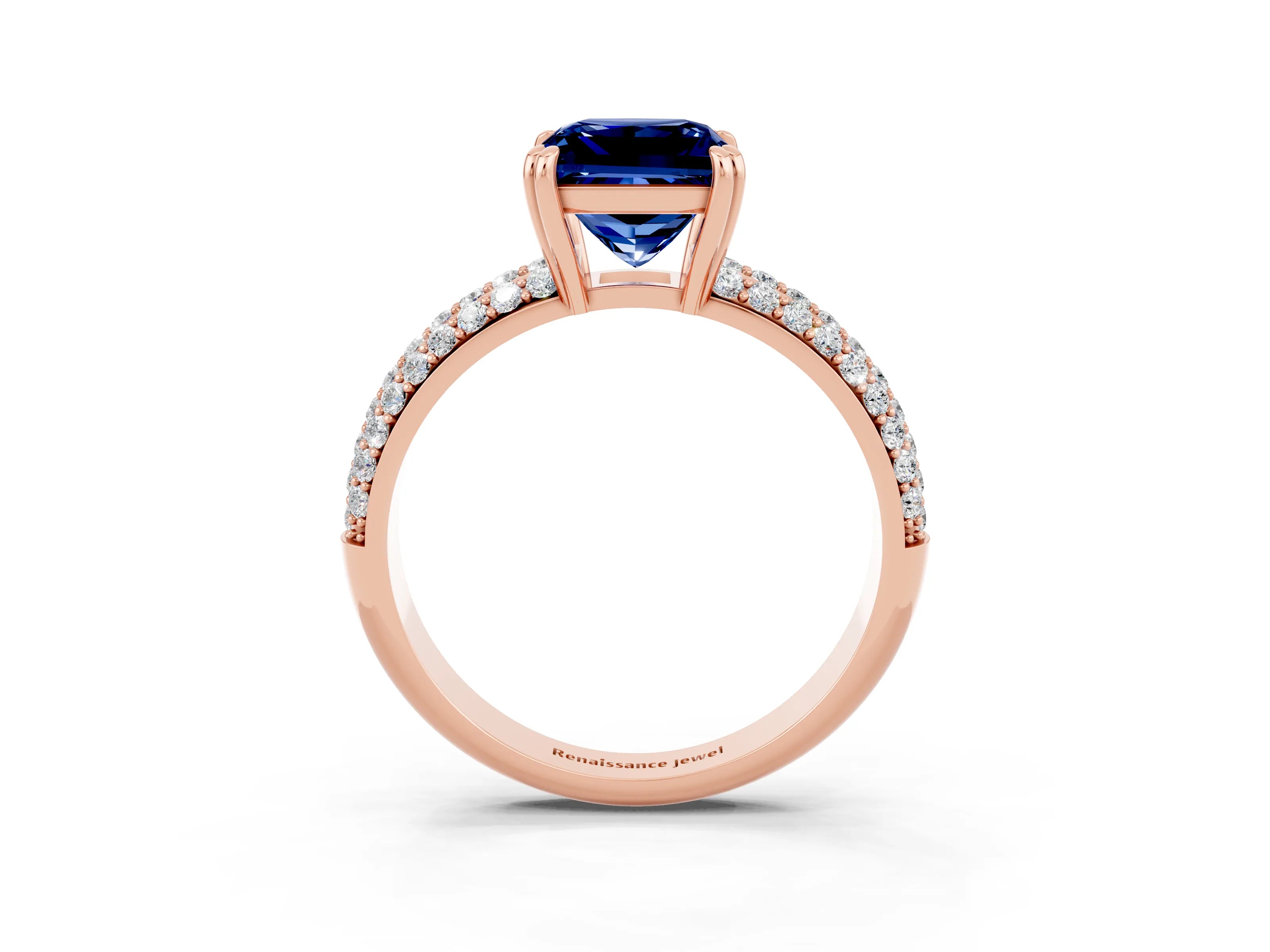 Rose gold Princess Cut Cut Pave Diamond Engagement Ring with Channel Set Band and Four-Prong Setting_3