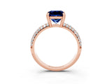 Rose gold Princess Cut Cut Pave Diamond Engagement Ring with Channel Set Band and Four-Prong Setting_3