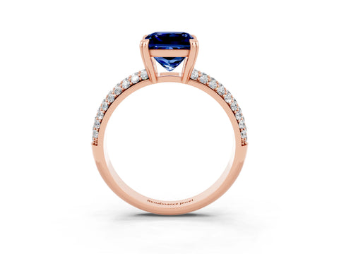 Rose gold Princess Cut Cut Pave Diamond Engagement Ring with Channel Set Band and Four-Prong Setting_3
