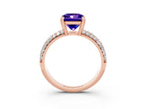 Rose gold Princess Cut Cut Pave Diamond Engagement Ring with Channel Set Band and Four-Prong Setting_3