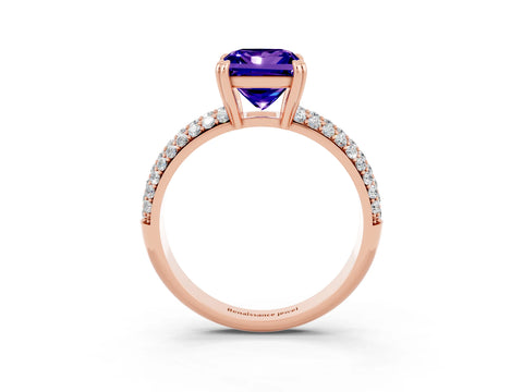 Rose gold Princess Cut Cut Pave Diamond Engagement Ring with Channel Set Band and Four-Prong Setting_3