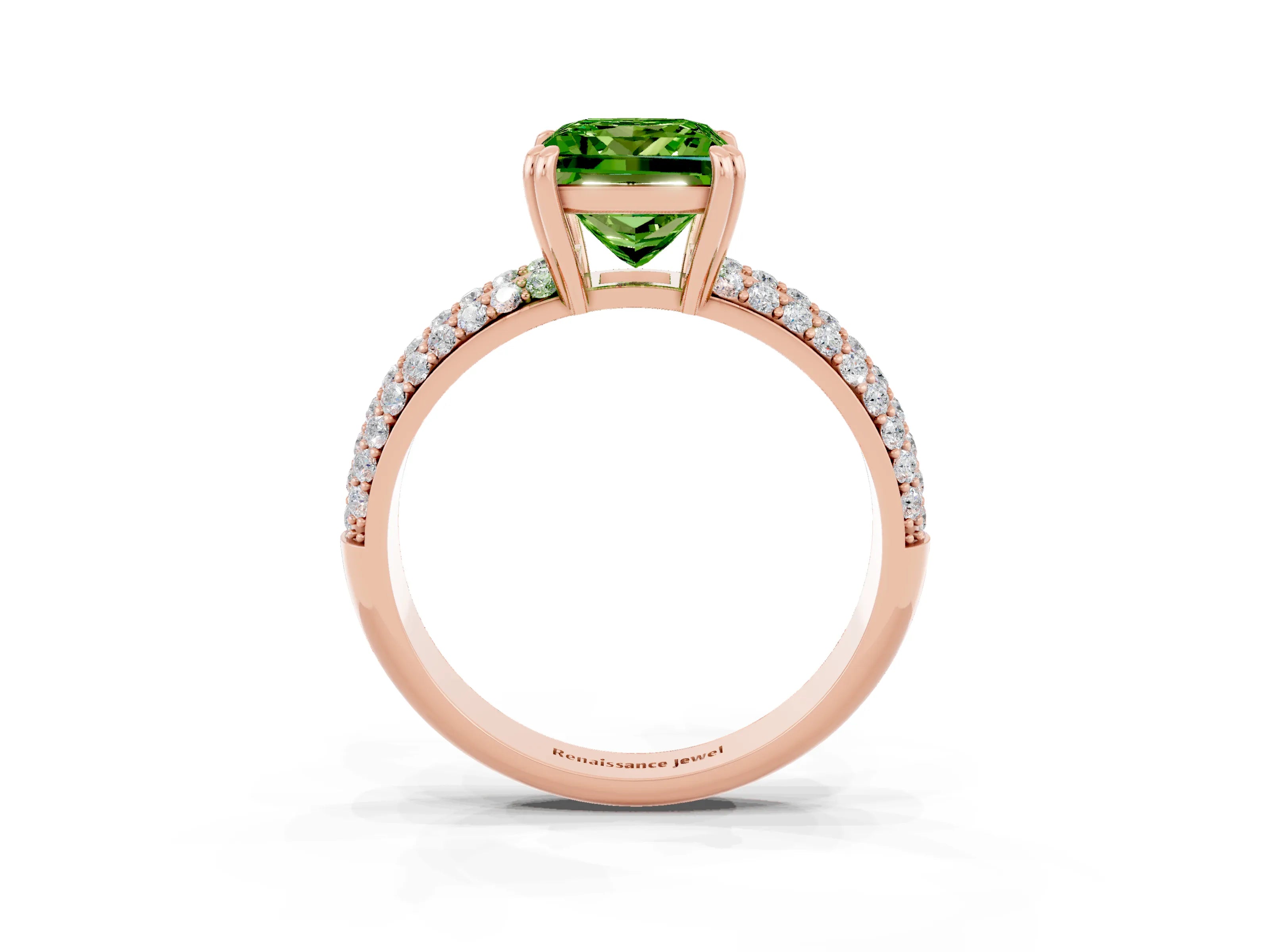Rose gold Princess Cut Cut Pave Diamond Engagement Ring with Channel Set Band and Four-Prong Setting_3
