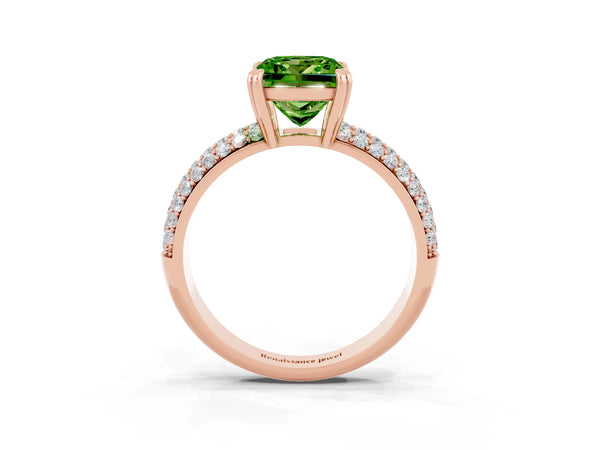 Rose gold Princess Cut Cut Pave Diamond Engagement Ring with Channel Set Band and Four-Prong Setting