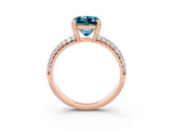 Rose gold Princess Cut Cut Pave Diamond Engagement Ring with Channel Set Band and Four-Prong Setting_3