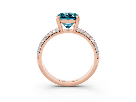 Rose gold Princess Cut Cut Pave Diamond Engagement Ring with Channel Set Band and Four-Prong Setting_3