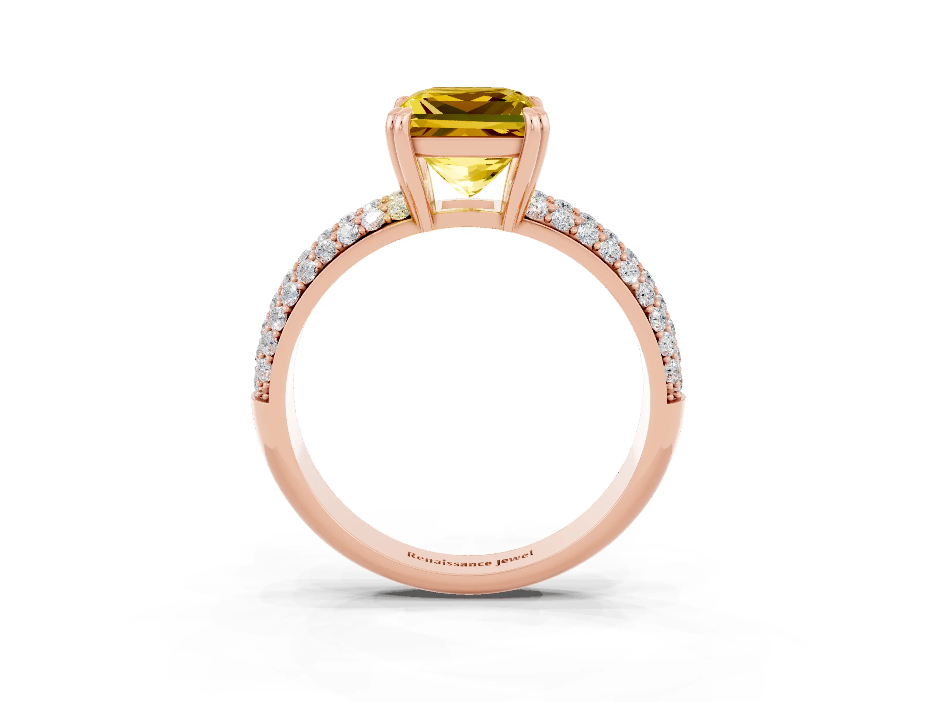 Rose gold Princess Cut Cut Pave Diamond Engagement Ring with Channel Set Band and Four-Prong Setting_3