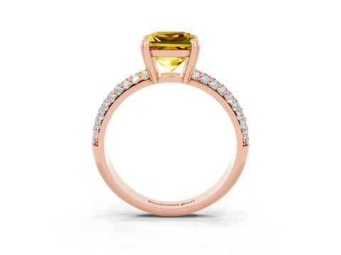 Rose gold Princess Cut Cut Pave Diamond Engagement Ring with Channel Set Band and Four-Prong Setting_3