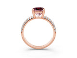 Rose gold Princess Cut Cut Pave Diamond Engagement Ring with Channel Set Band and Four-Prong Setting_3