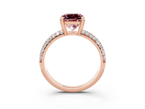 Rose gold Princess Cut Cut Pave Diamond Engagement Ring with Channel Set Band and Four-Prong Setting_3