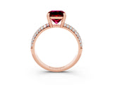 Rose gold Princess Cut Cut Pave Diamond Engagement Ring with Channel Set Band and Four-Prong Setting_3
