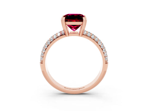 Rose gold Princess Cut Cut Pave Diamond Engagement Ring with Channel Set Band and Four-Prong Setting_3