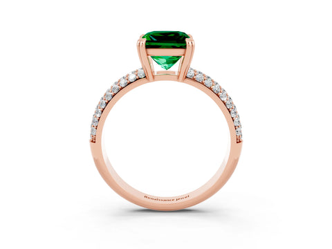 Rose gold Princess Cut Cut Pave Diamond Engagement Ring with Channel Set Band and Four-Prong Setting_3