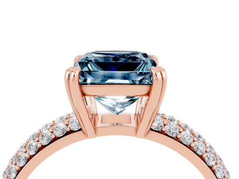 Rose gold Princess Cut Cut Pave Diamond Engagement Ring with Channel Set Band and Four-Prong Setting_4