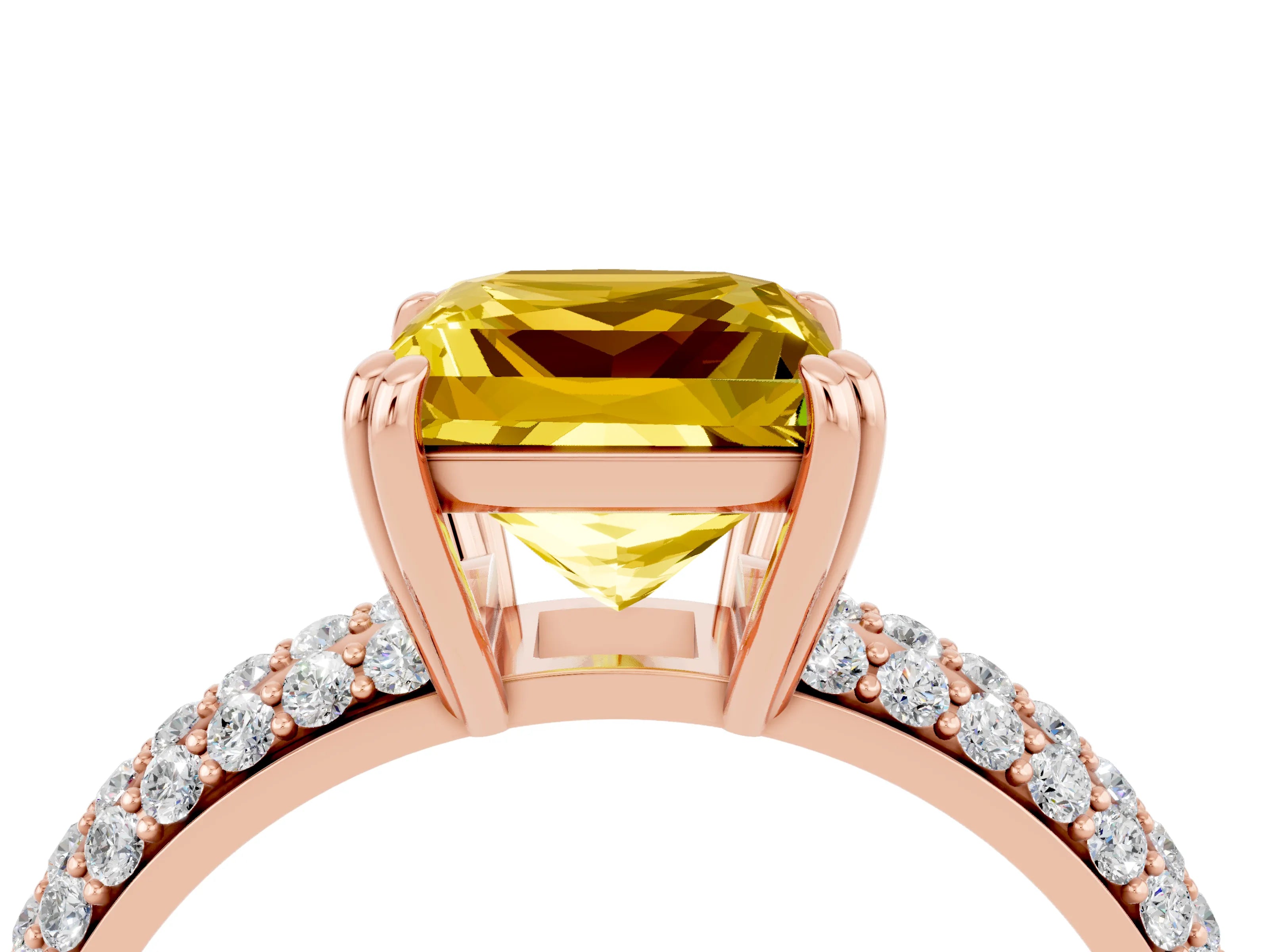 Rose gold Princess Cut Cut Pave Diamond Engagement Ring with Channel Set Band and Four-Prong Setting_4