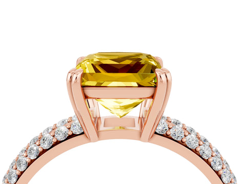 Rose gold Princess Cut Cut Pave Diamond Engagement Ring with Channel Set Band and Four-Prong Setting_4