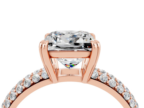 Rose gold Princess Cut Cut Pave Diamond Engagement Ring with Channel Set Band and Four-Prong Setting_4
