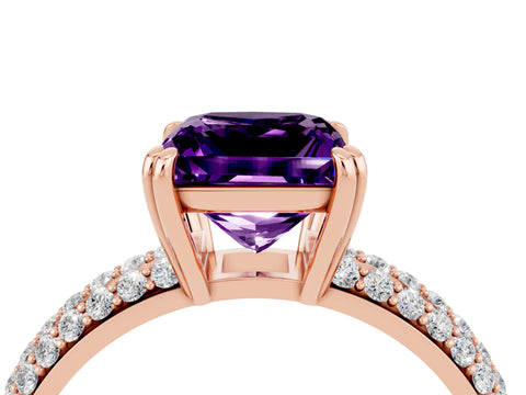 Rose gold Princess Cut Cut Pave Diamond Engagement Ring with Channel Set Band and Four-Prong Setting_4