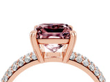 Rose gold Princess Cut Cut Pave Diamond Engagement Ring with Channel Set Band and Four-Prong Setting_4