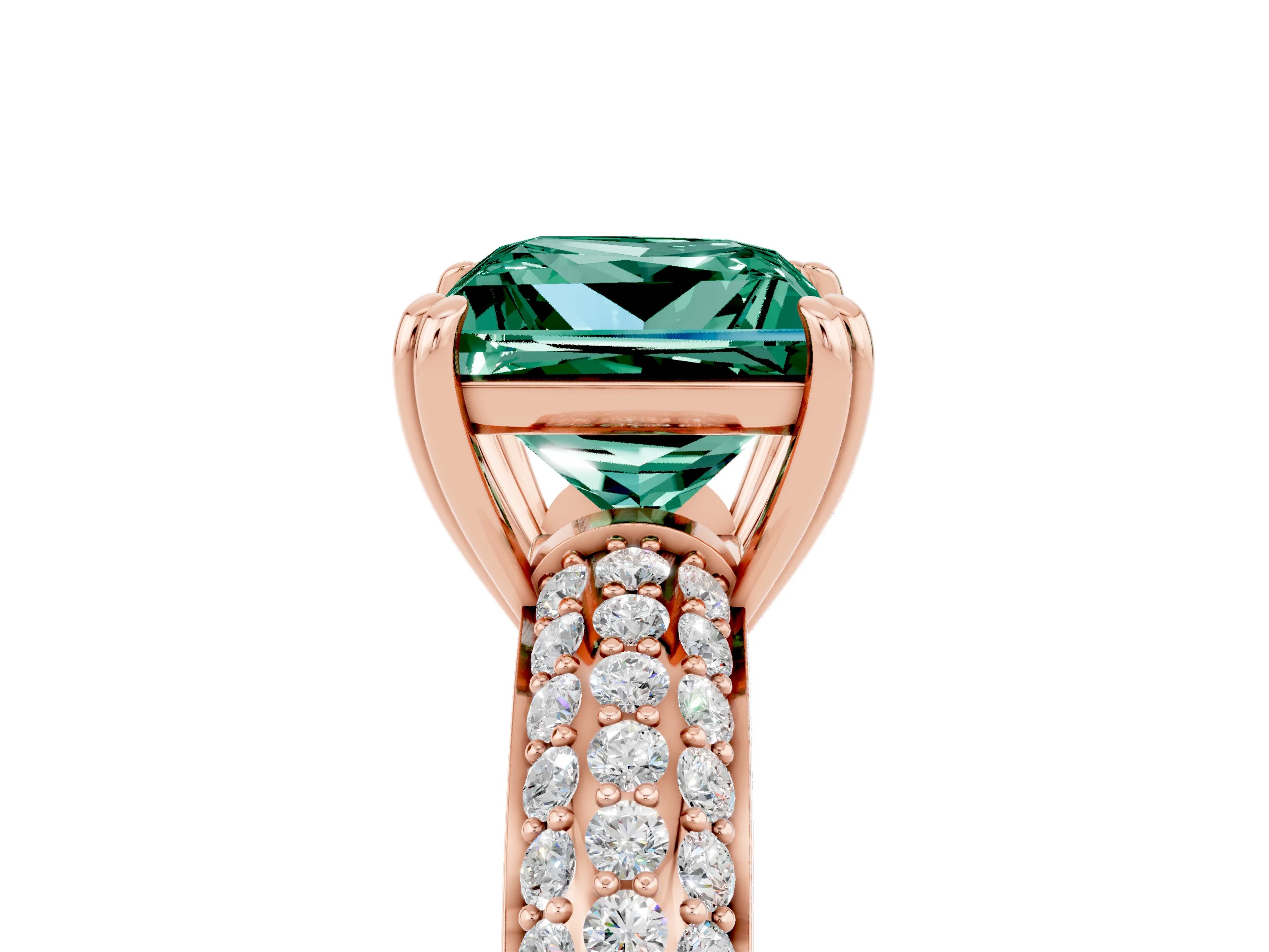 Rose gold Princess Cut Cut Pave Diamond Engagement Ring with Channel Set Band and Four-Prong Setting_5